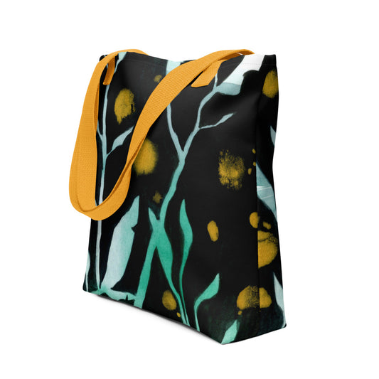 Abstract nature design hand-drawn art lifestyle bag side view, by Briseis Gifts