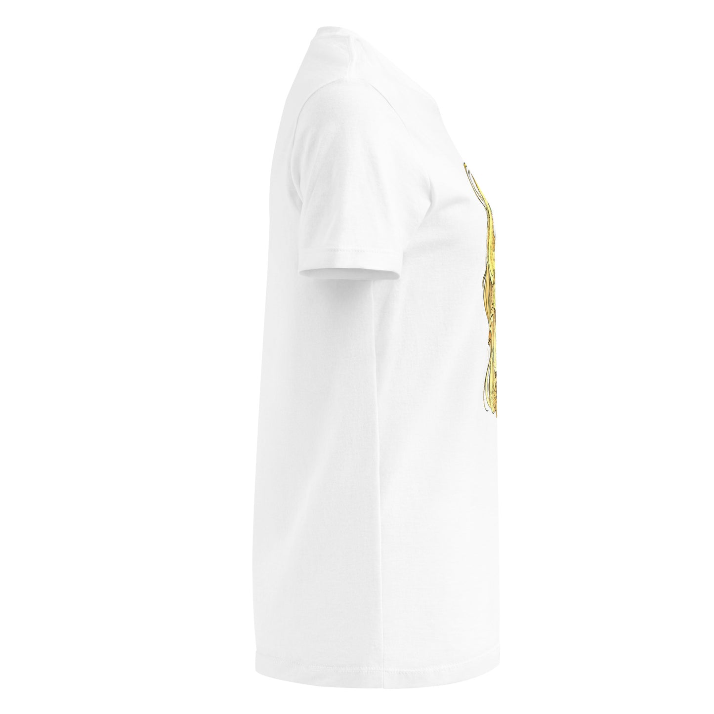 Anime queen hand-drawn art white women's t-shirt, right view, by Briseis Gifts