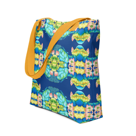 Buddha kaleidoscope design hand-drawn art lifestyle bag sied view, by Briseis Gifts