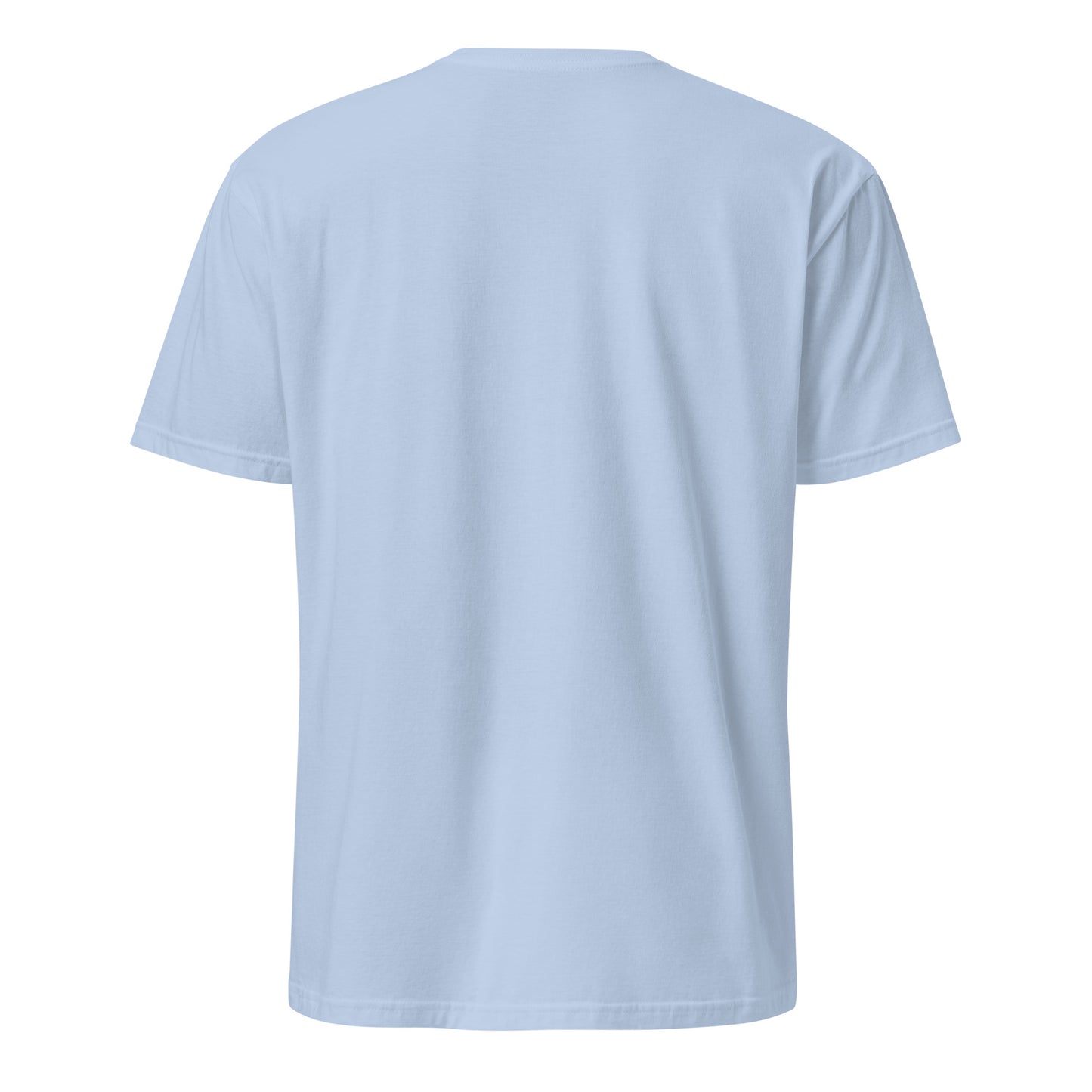 Celestial galaxy hand-drawn art unisex blue t-shirt back view