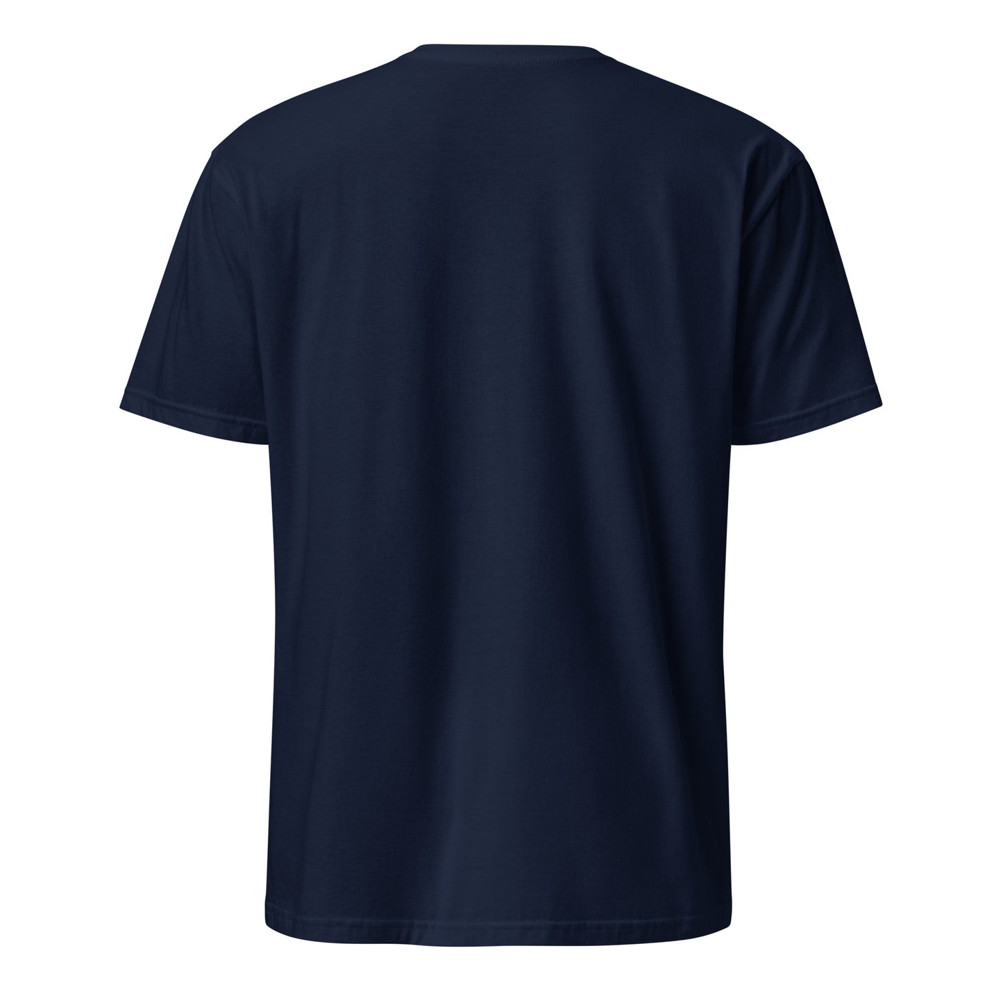 Cosmic galaxy figure hand-drawn art unisex blue t-shirt back view