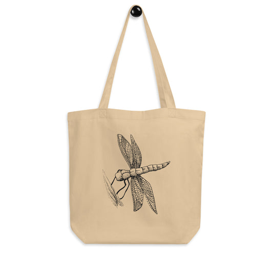 Snuggling cats hand-drawn art tan organic cotton eco tote bag hanging view, by Briseis Gifts