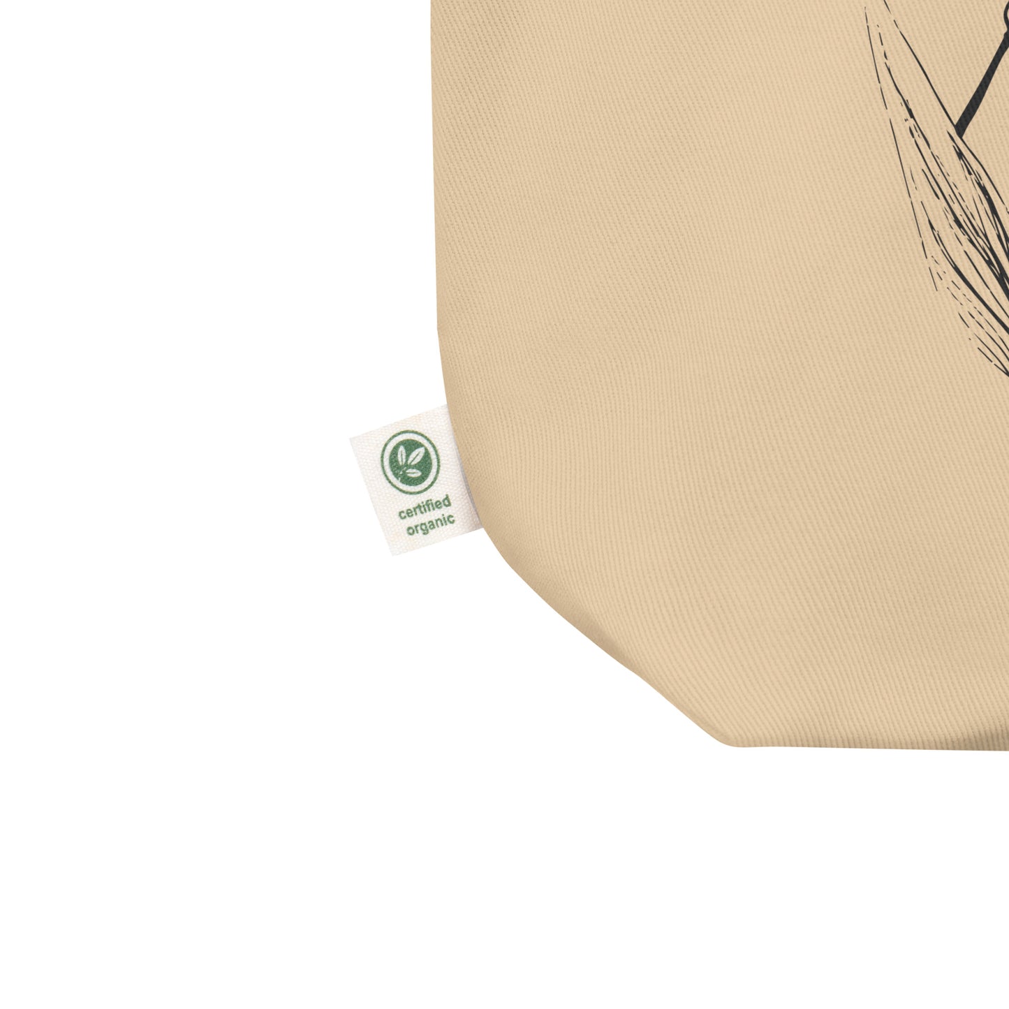 Snuggling cats hand-drawn art tan organic cotton eco tote bag certified label, by Briseis Gifts