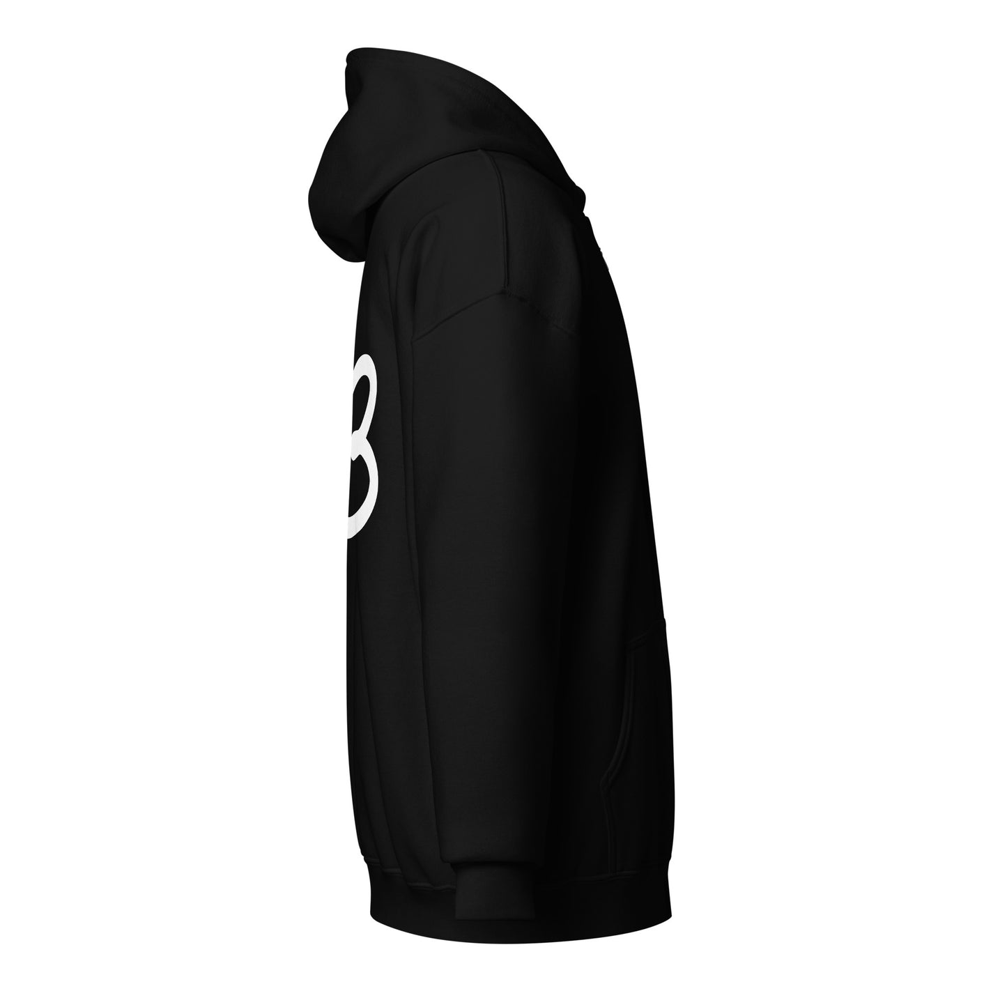 Heart design hand-drawn art black zip hoodie right view
