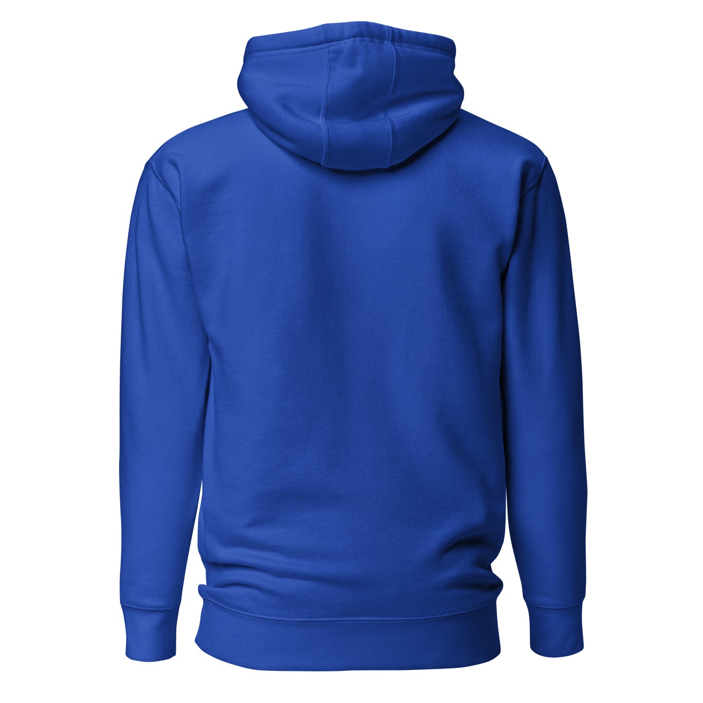 Melting away mushroom hand-drawn art blue statement hoodie back view