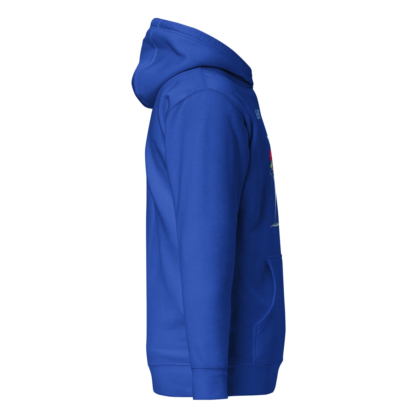 Melting away mushroom hand-drawn art blue statement hoodie right view
