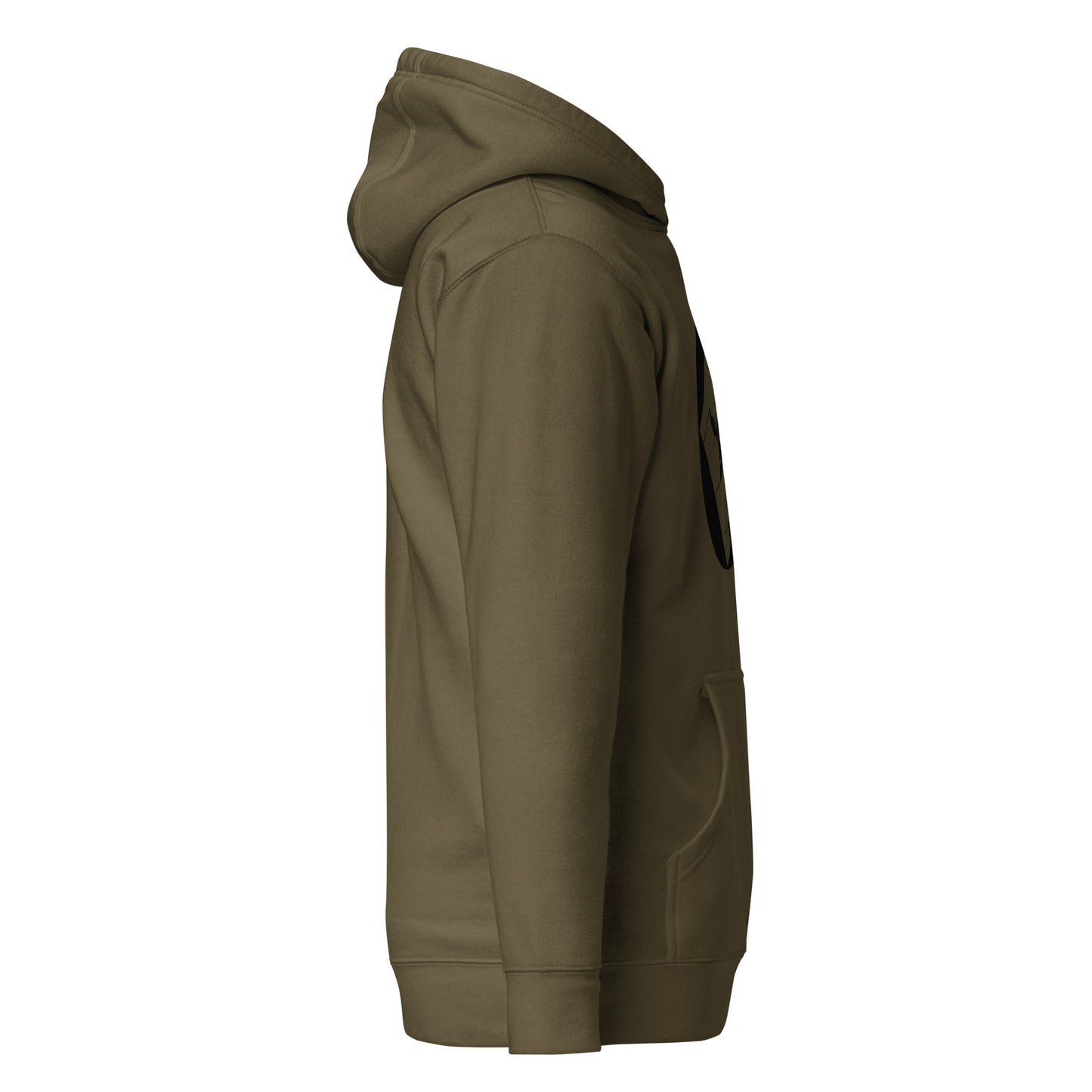 Mountain adventure hand-drawn art military green hoodie right view