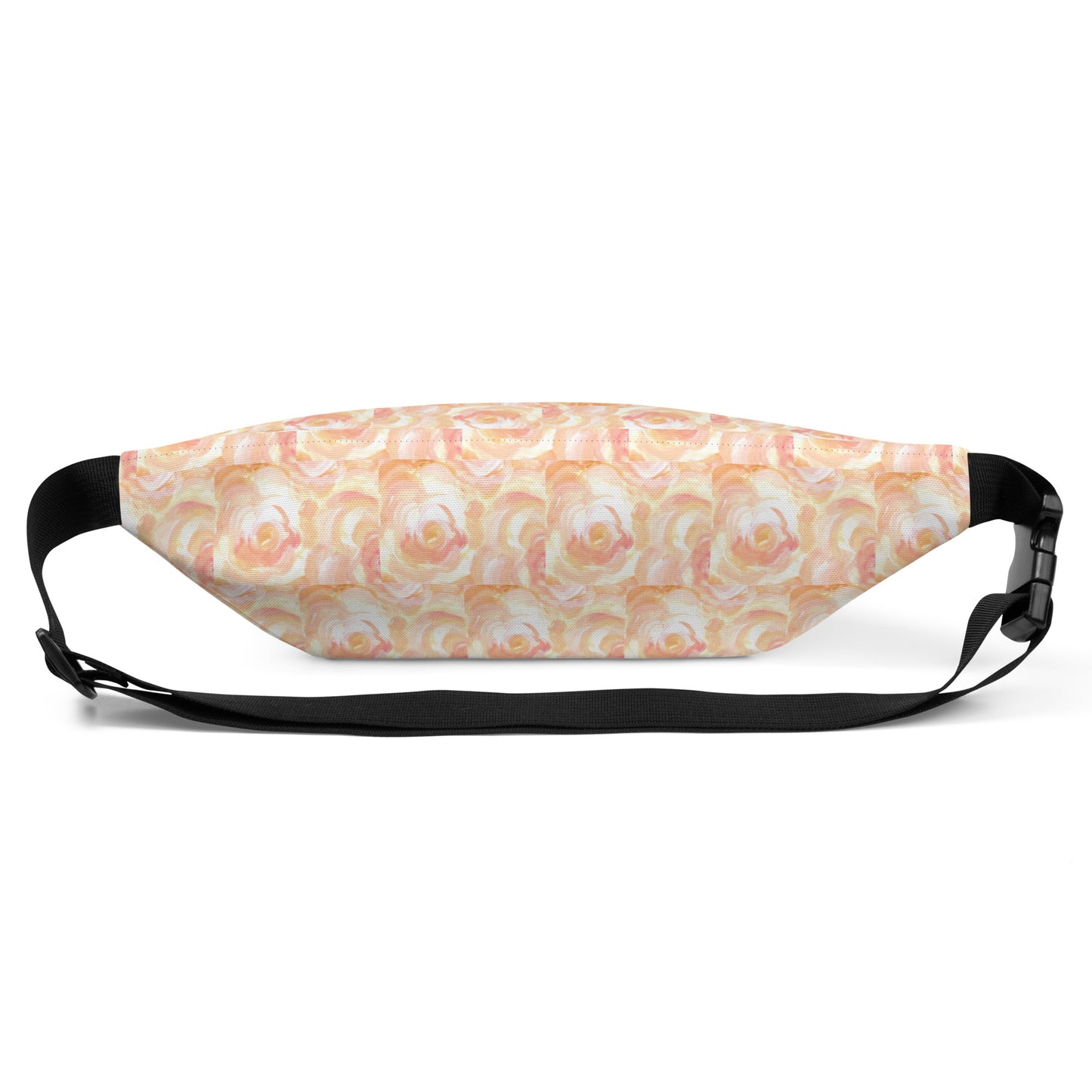 Orange floral design hand-drawn art fanny pack back view, by Briseis Gifts