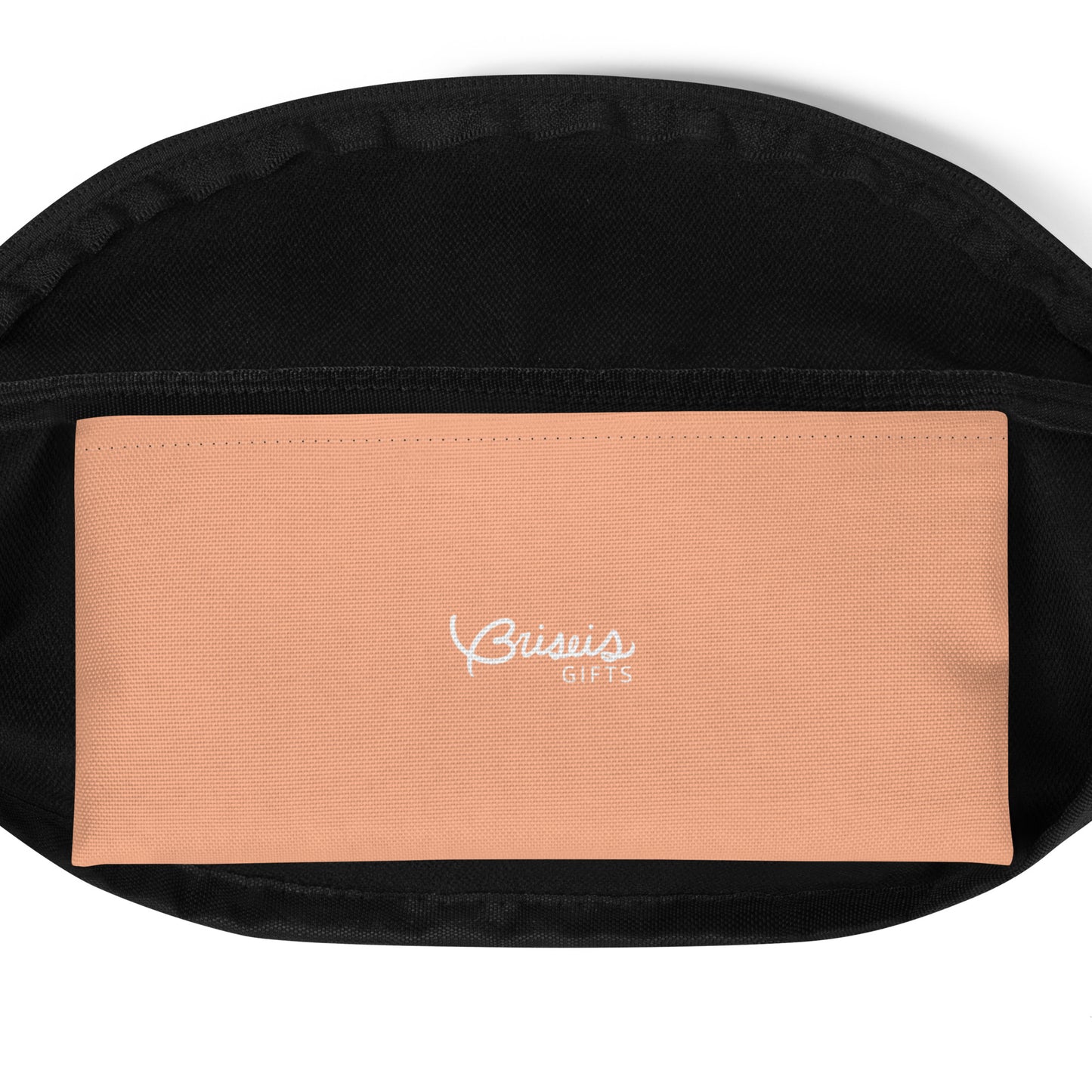 Orange floral design hand-drawn art fanny pack inside pocket, by Briseis Gifts
