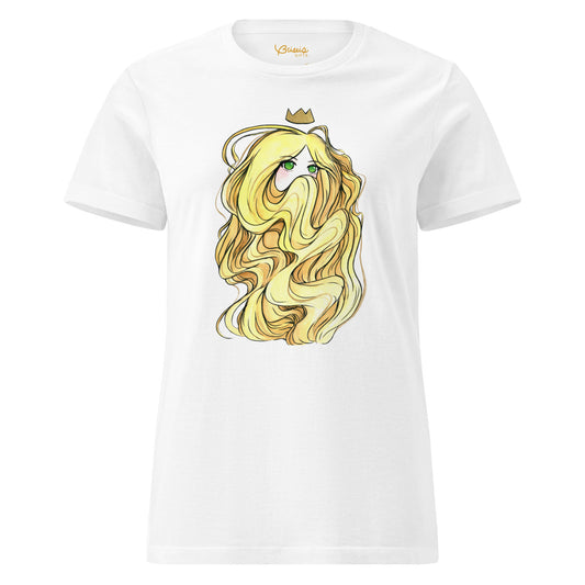Anime queen hand-drawn art women's white t-shirt front view