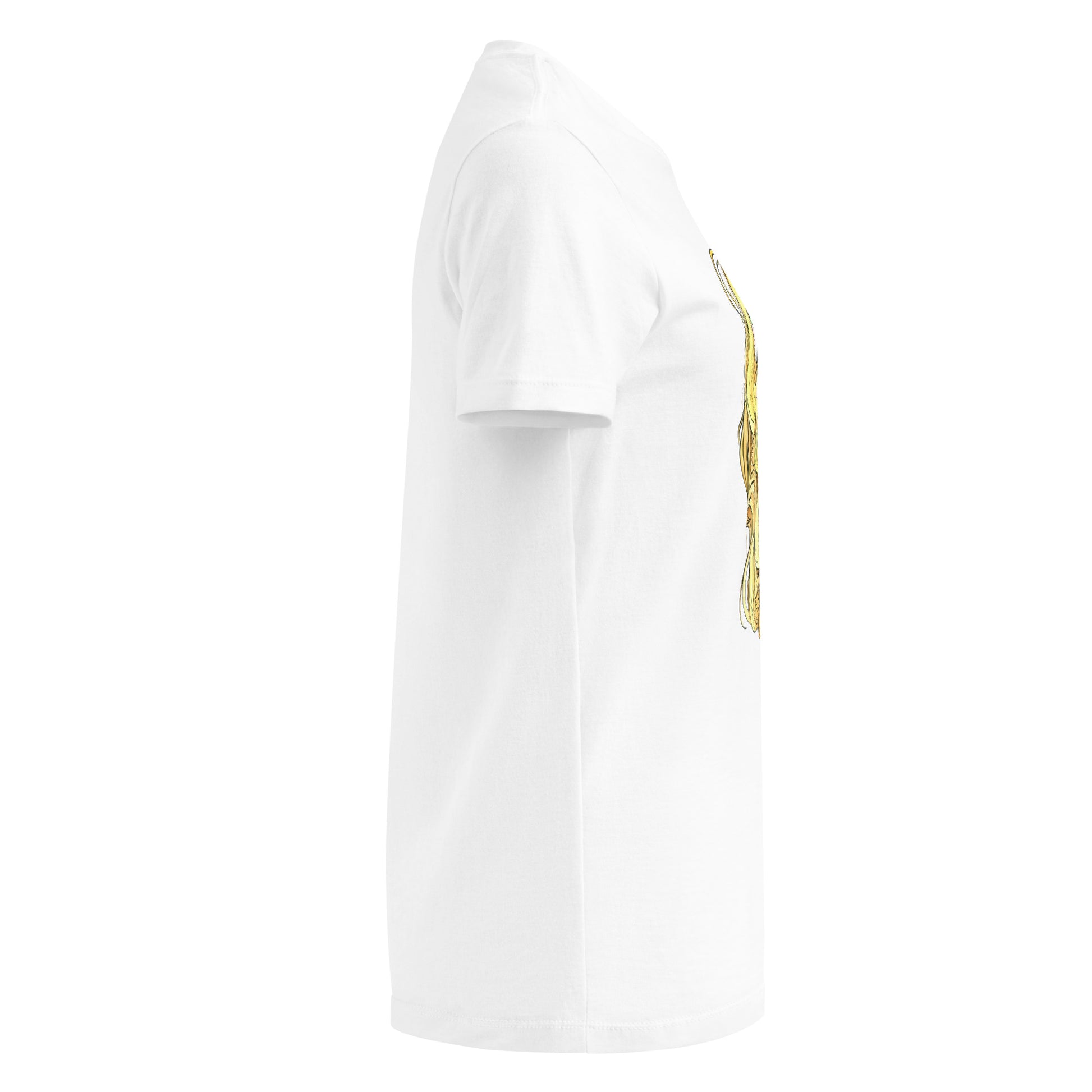 Anime queen hand-drawn art white women's t-shirt, right view, by Briseis Gifts