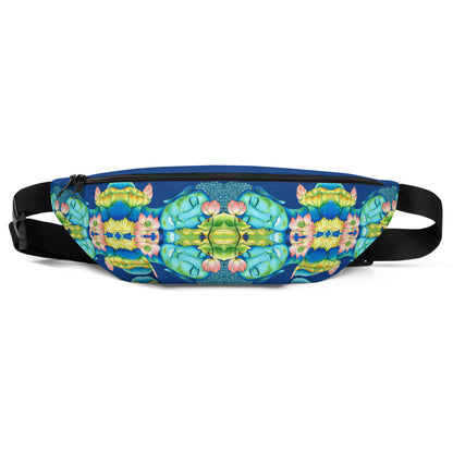 Buddha kaleidoscope design hand-drawn art fanny pack front view, by Briseis Gifts