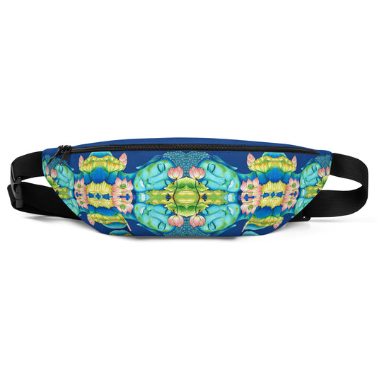 Buddha kaleidoscope design hand-drawn art fanny pack front view, by Briseis Gifts