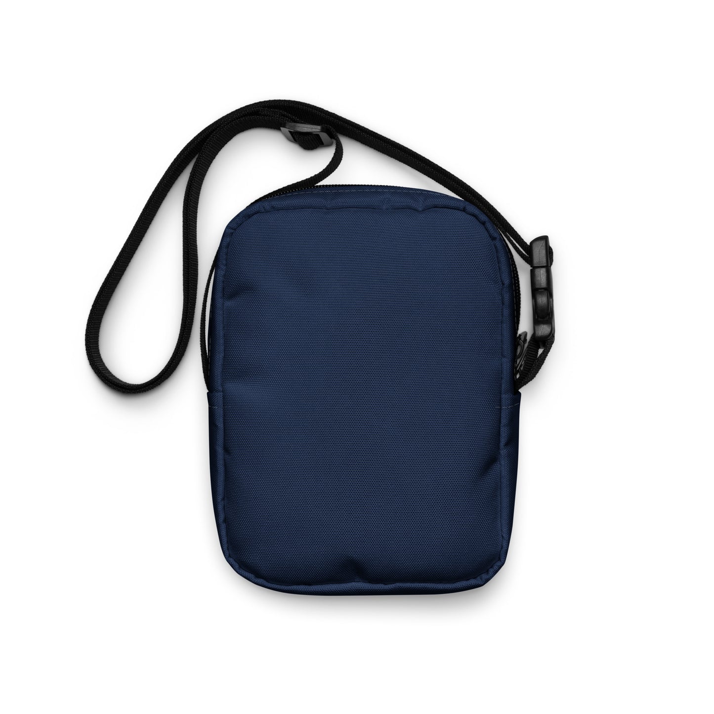 Buddha kaleidoscope design hand-drawn art navy blue crossbody bag back view, by Briseis Gifts