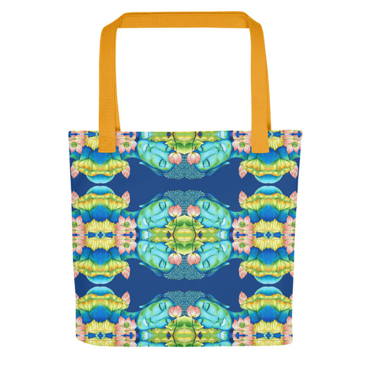 Buddha kaleidoscope design hand-drawn art lifestyle bag front view, by Briseis Gifts