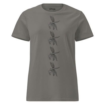 Dragonfly design hand-drawn art women's gray t-shirt front view