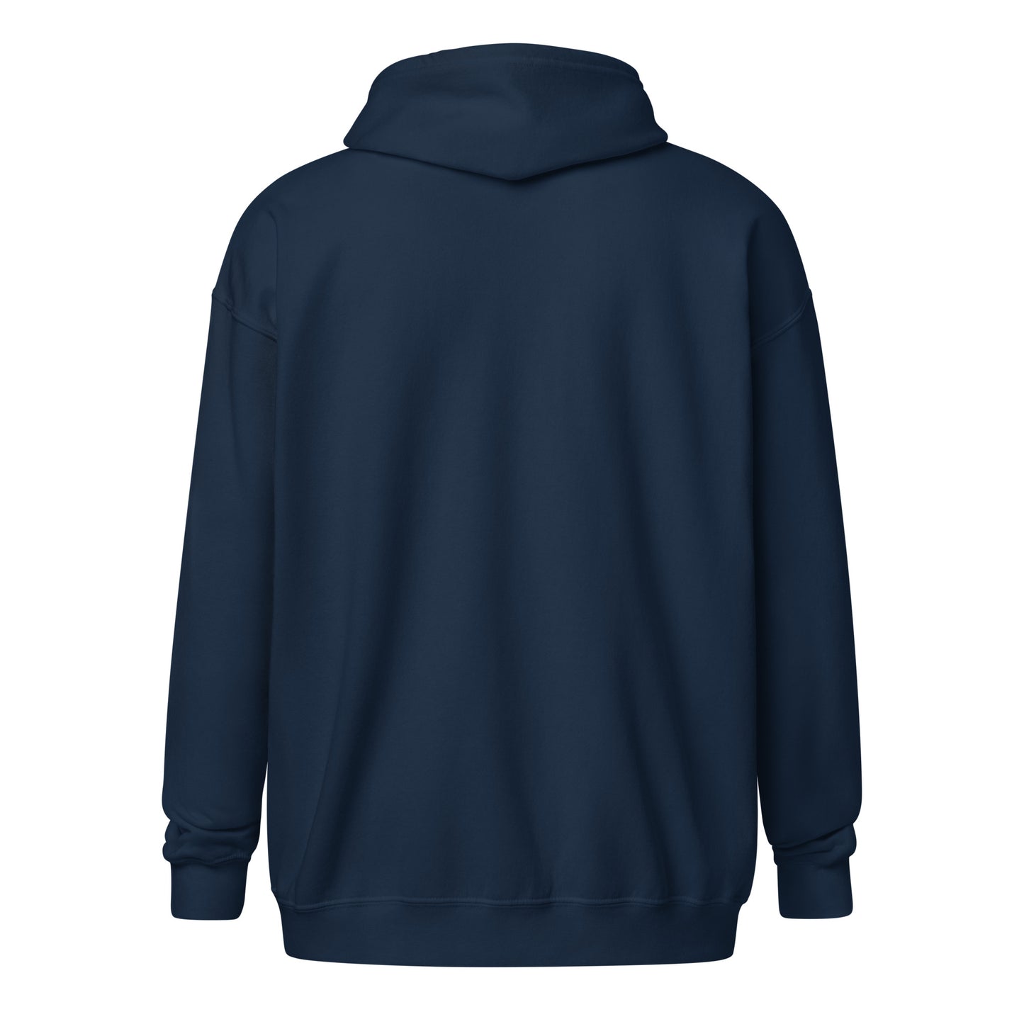 Floral design hand-drawn art blue zip hoodie back view