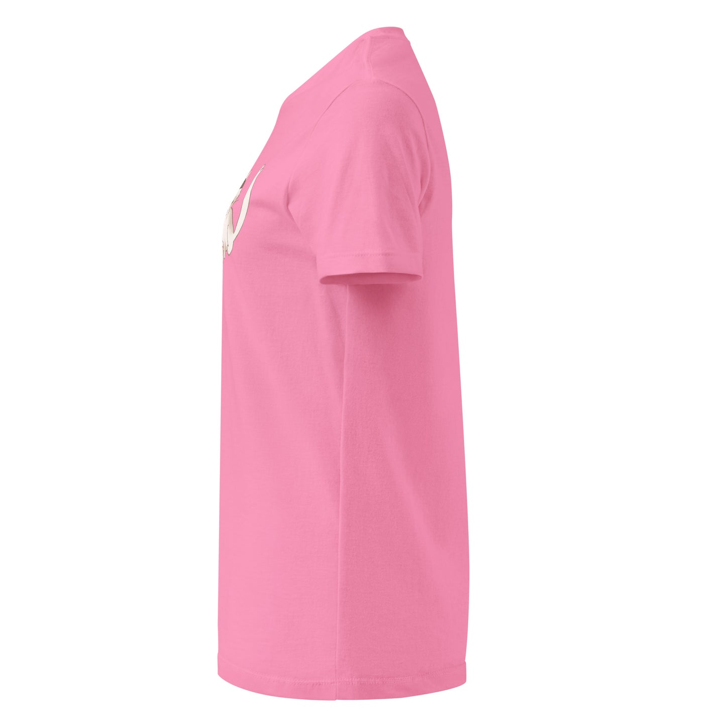 Snuggling love cats hand-drawn art women's pink t-shirt left view by Briseis Gifts